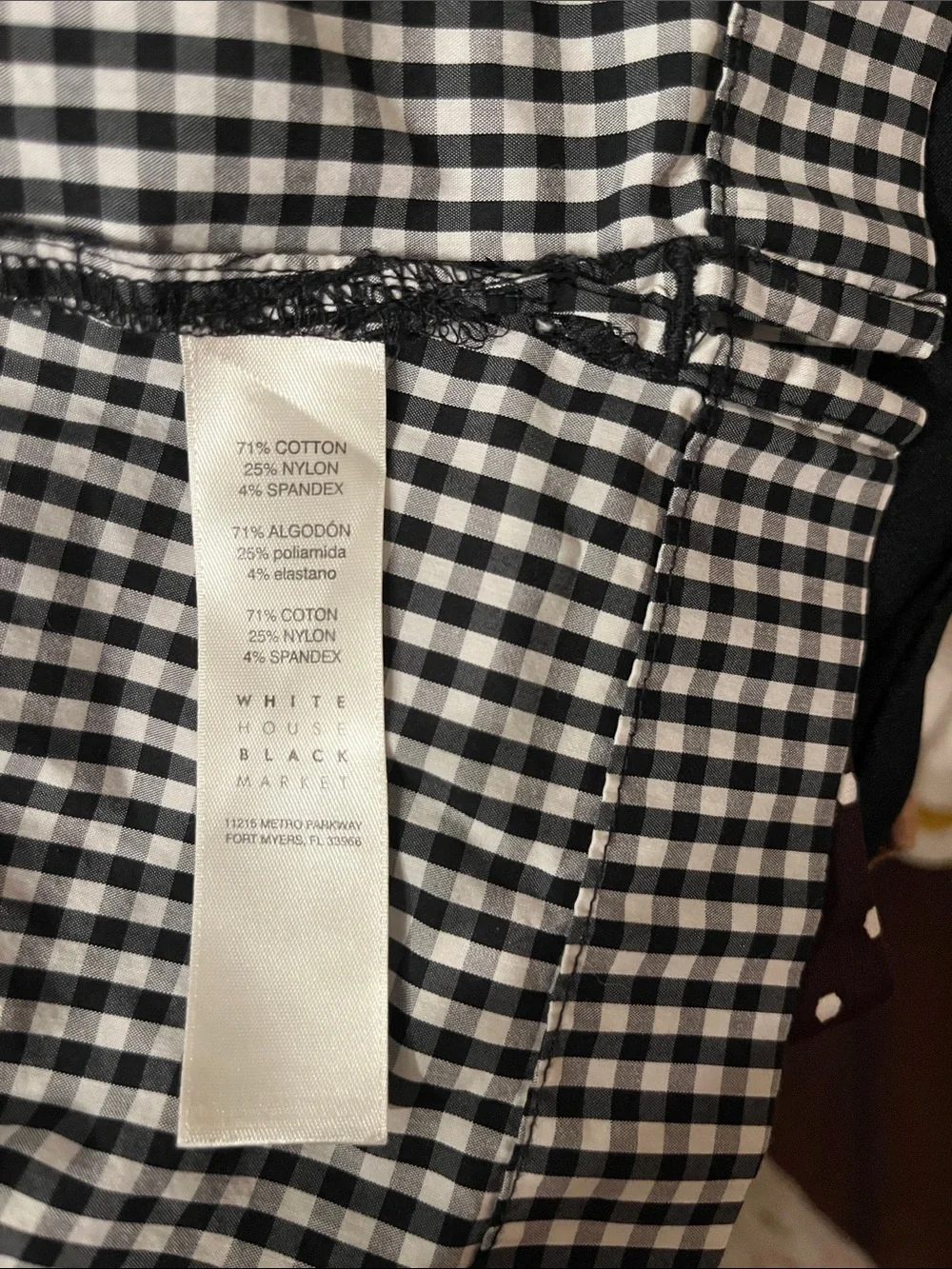 2 White House Black Market Black and White Gingham Bell Sleeve Top